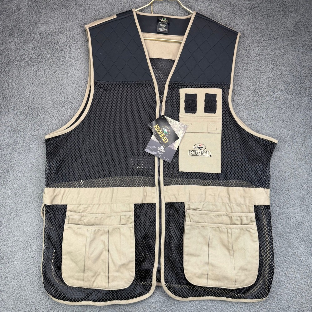 RedHead Men 2XL 3XL Trap Vest Gilet Mesh Shooting Hunting Padded Tan Black NEW